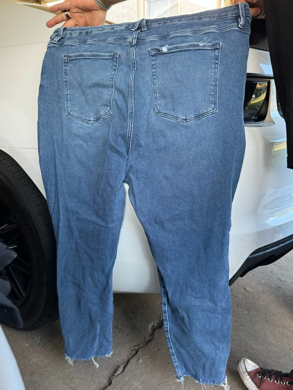 Good American Distressed Stretch Good Classic Slim High Rise Jeans Size 24